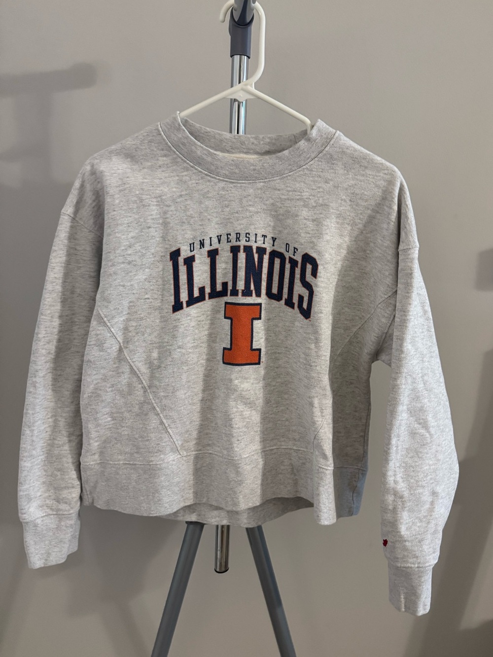 League Heather Gray Sweatshirt with Navy and Orange Illinois Logo | Size S